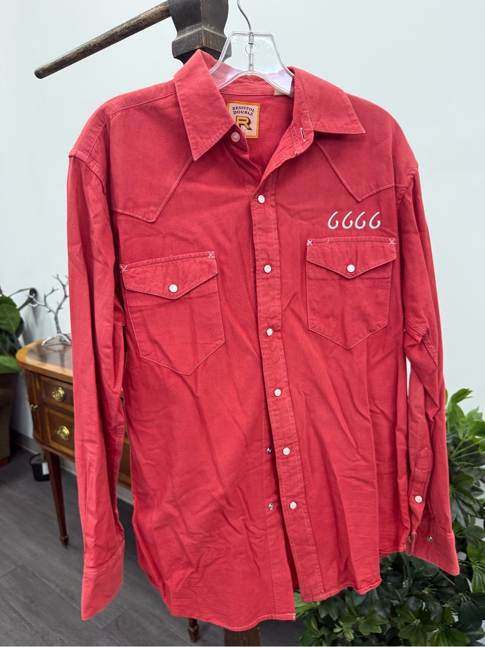 Resistol Double R Men's Casual Red Button-Down Western Shirt